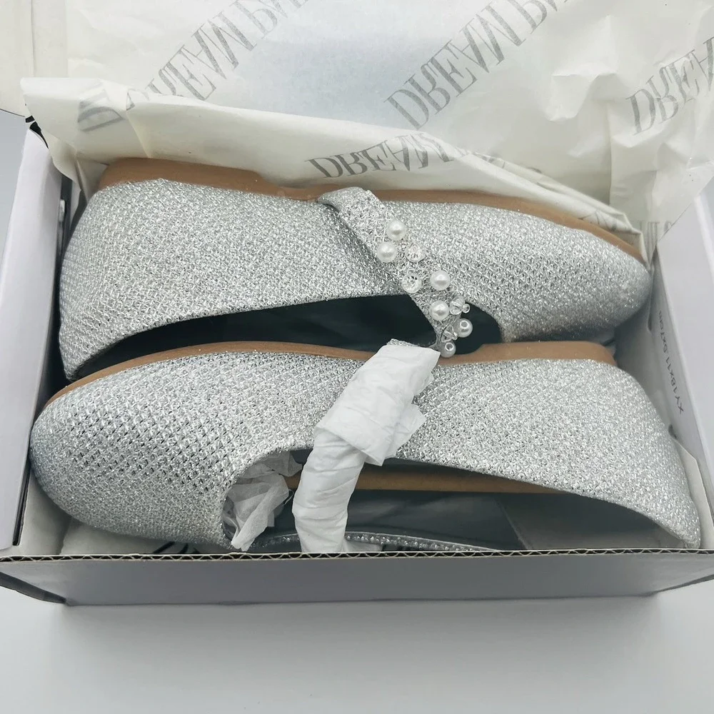 Dream Pairs Mary Jane Glitter Dress Shoes Size 8 Silver Toddler Slip On Party